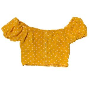 Iris Yellow Dot Off The Should Crop Top
